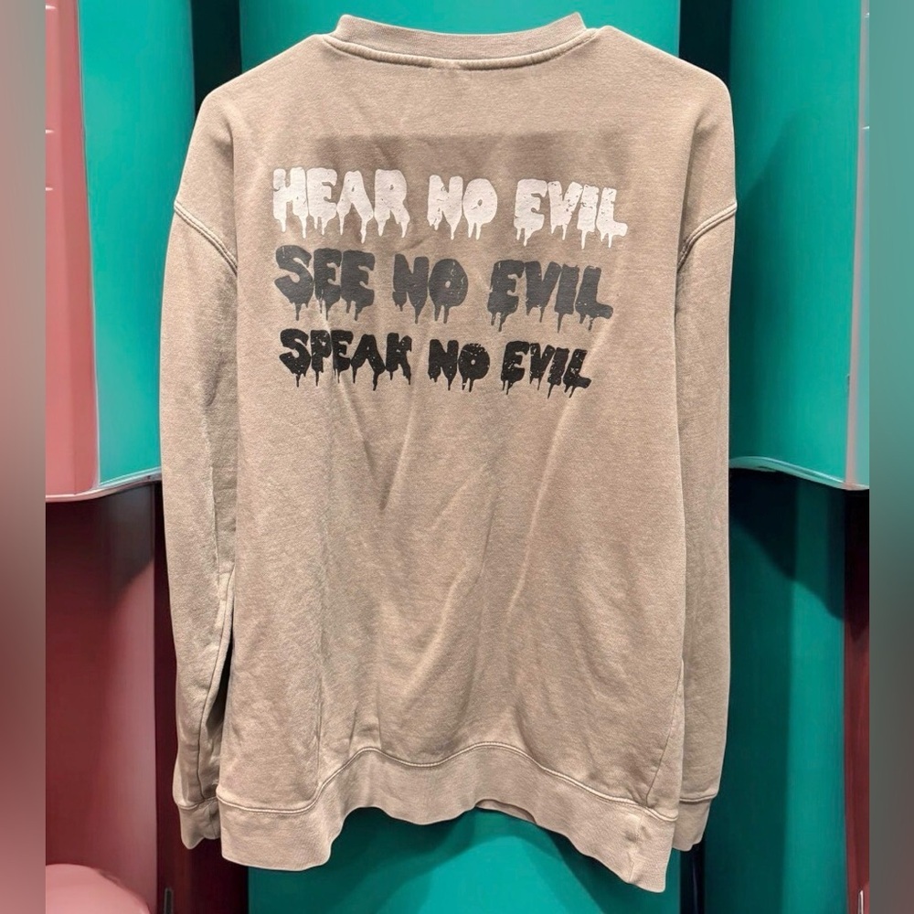 See no evil Graphic ghost Sweatshirt LARGE